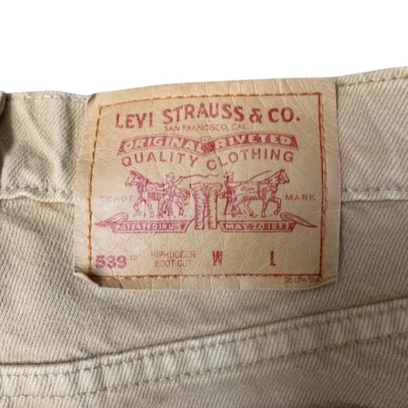 Vintage Levi’s 539 Hiphogger Low Rise Boot Cut Actual (30X30) W29 Beige MINT - Picture 5 of 8